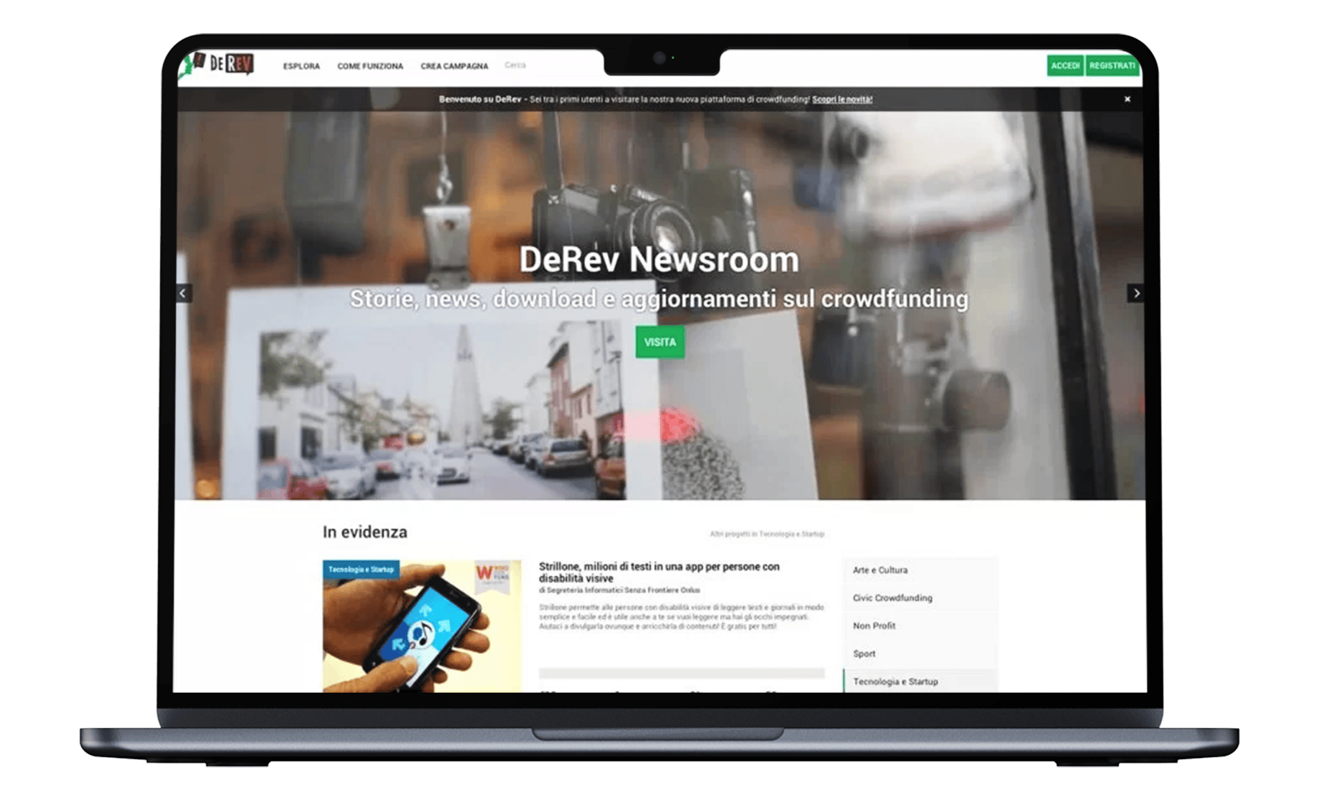 Piattaforma di crowdfunding DeRev
