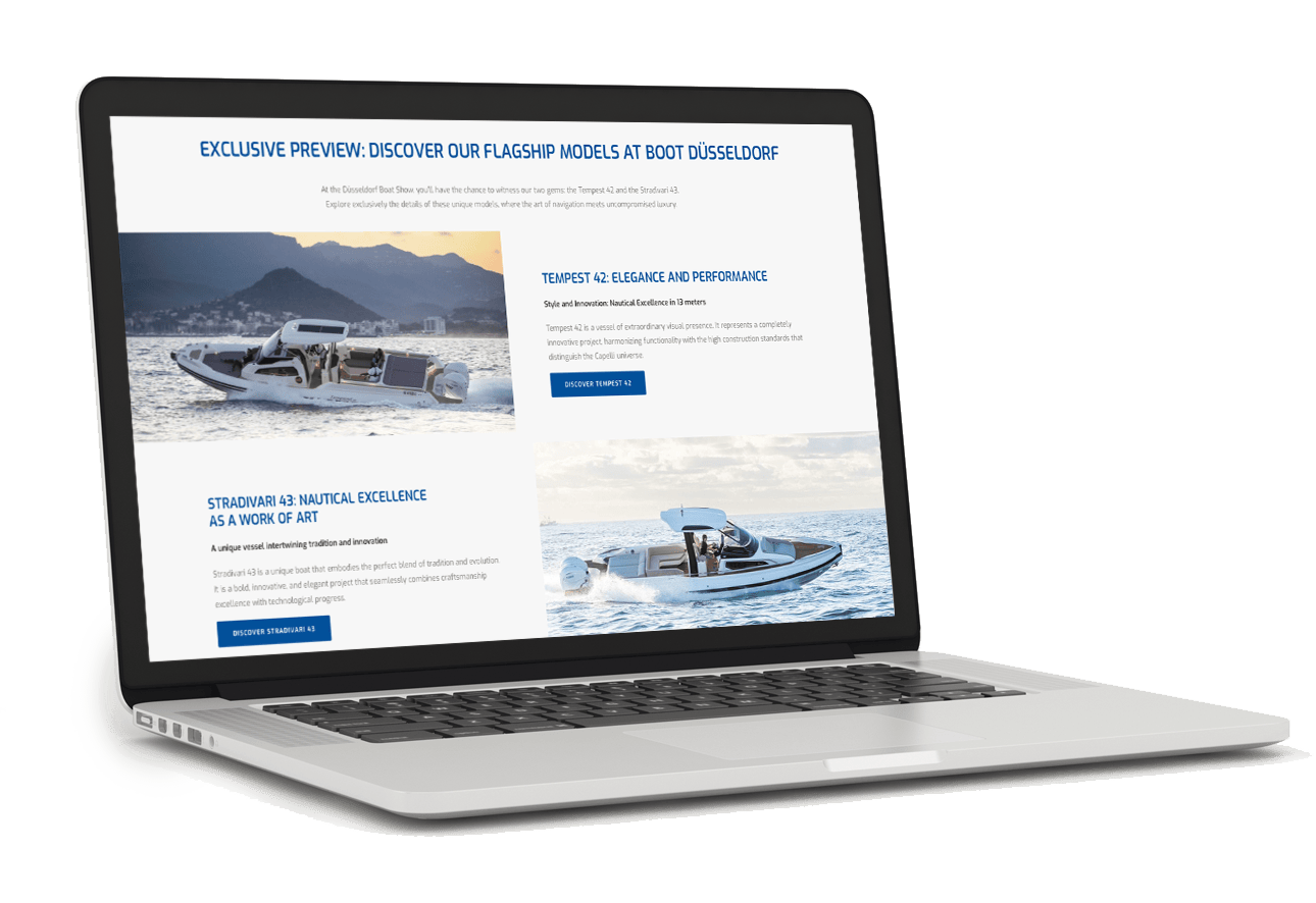 Landing page elegante Cantieri Capelli