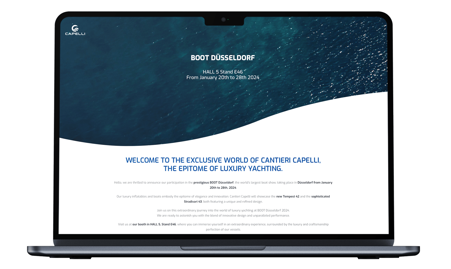Realizzazione landing page per evento di barche di lusso