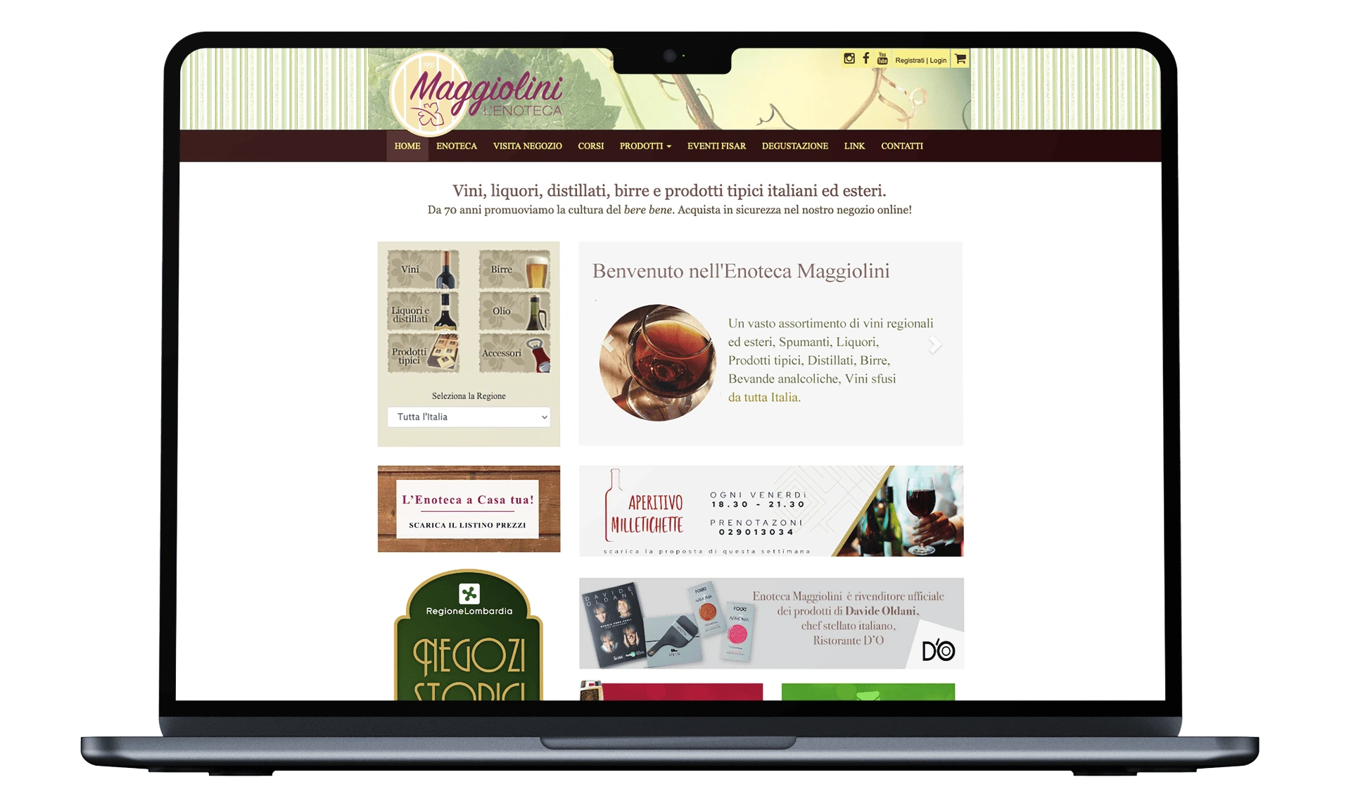 Sito e-commerce settore vinicolo