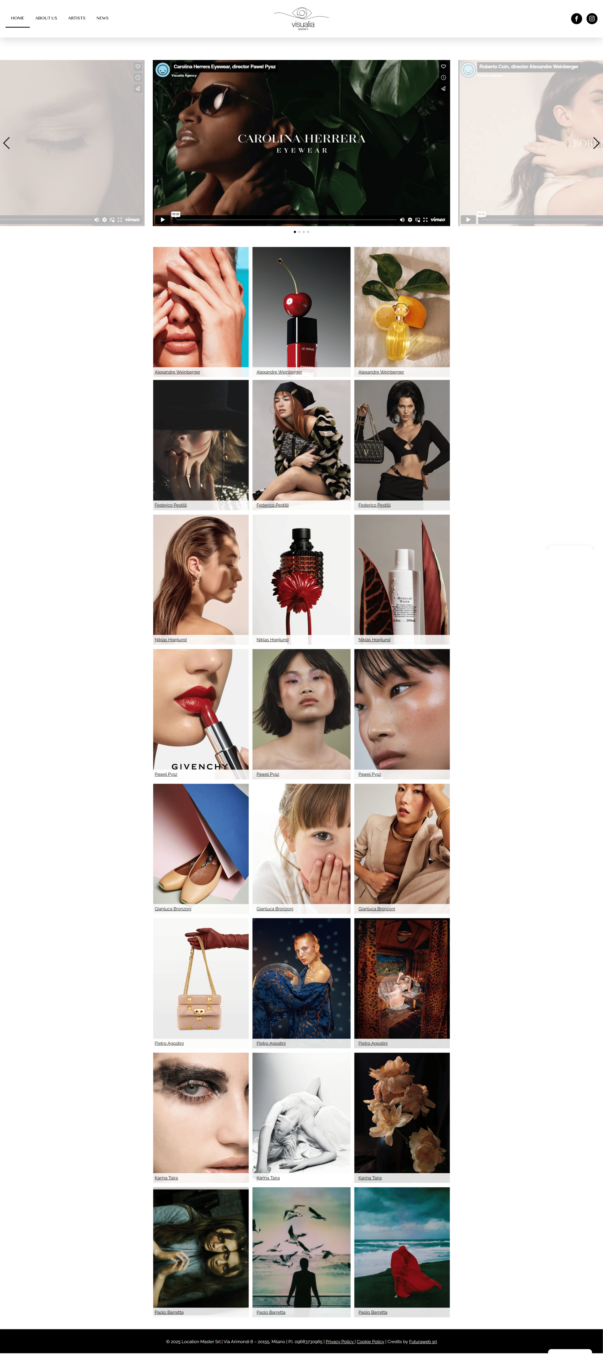Visualia Agency | Creazione sito agenzia rappresentanza fotografi e registi con Wordpress in Oxygen
